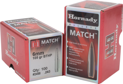 Hornady Match, Horn 2458   Bull .243 105 Bthp-m            100/25