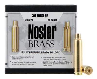 Nosler Unprimed Cases, Nos 10221 Custom Brass 30 Nosler    25