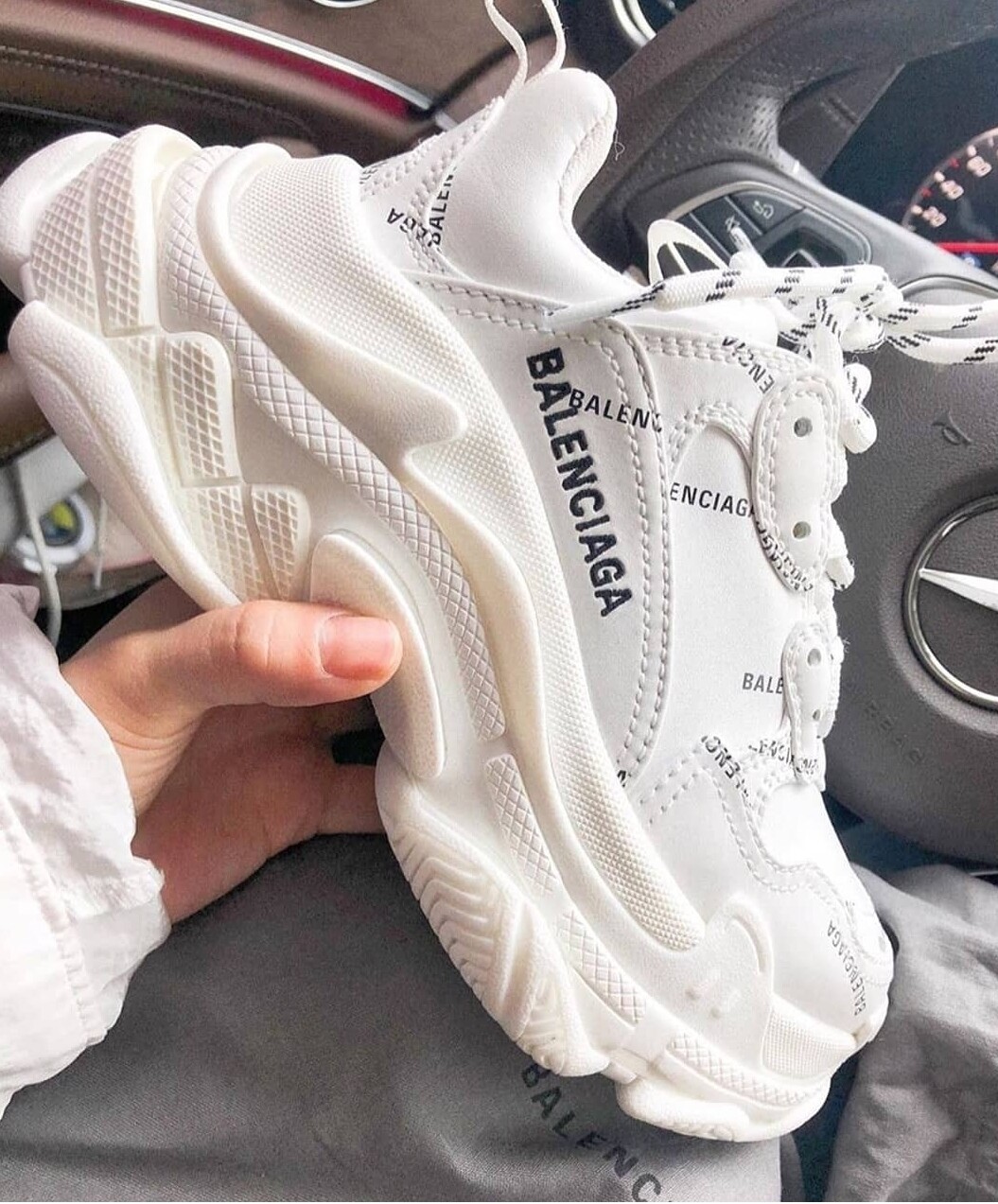 Balenciaga triple s white logo allover