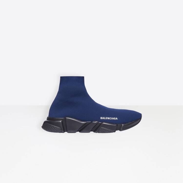 Balenciaga speed black sole blue navy