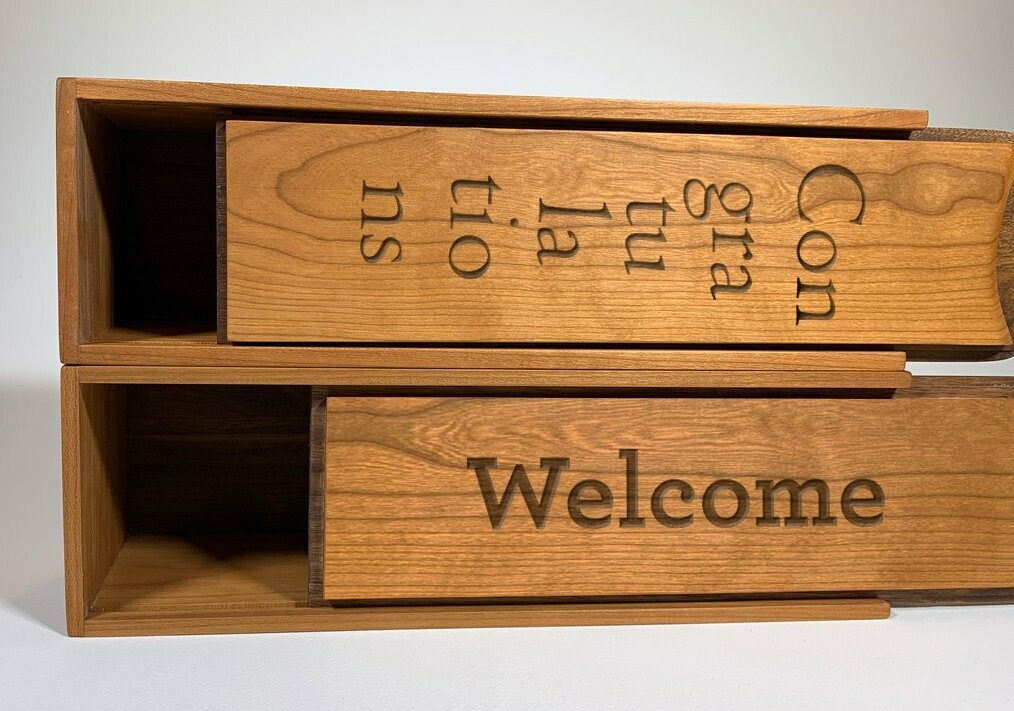 Custom Carved Thank You/Welcome Wine Box