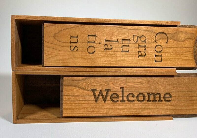 Custom Carved Thank You/Welcome Wine Box