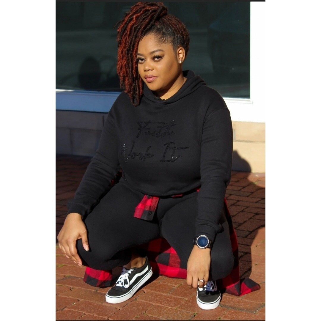 Faith. Work It. bling script Crop Hoodie