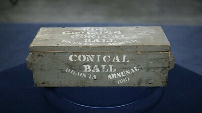 Conical Ball ammunition box stencils American Civil war (A) prop