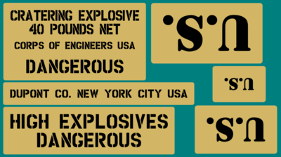 40 Pound cratering explosive TNT crate stencil set to suit re-enactors ww2 army J eep prop