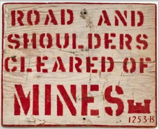 Roads Cleared of Mines sign stencil wartime ww2 prop re en actor