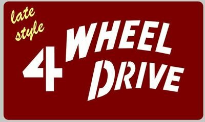 4 Wheel Drive 4WD stencil to suit J eep early and late versions