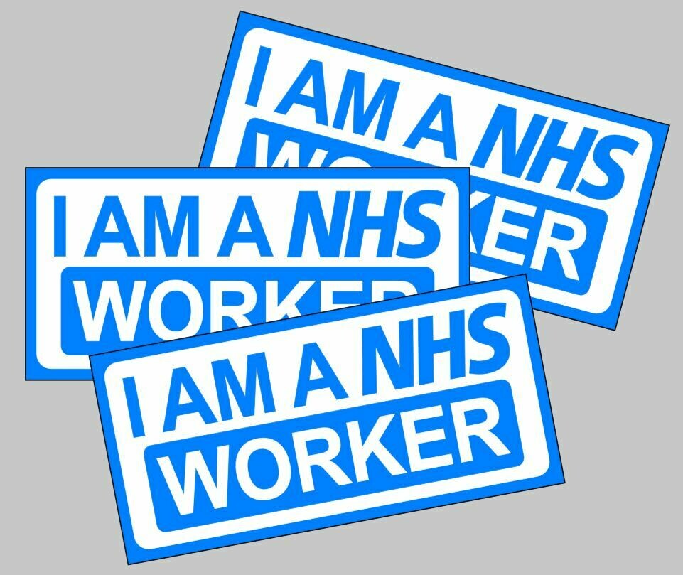 I am a NHS worker magnetic car sign for lockdown carers nurses Doctors support staff etc