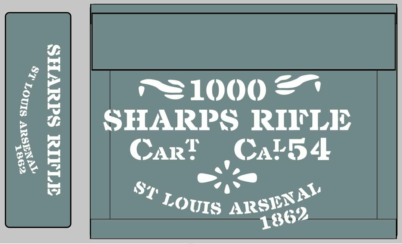 Sharps Rifle ammunition box stencils American Civil war (L) prop