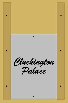 Chicken Coop Pop door slogan, Chicken Guard sized