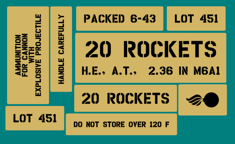 Bazooka 20 rocket stencil set
