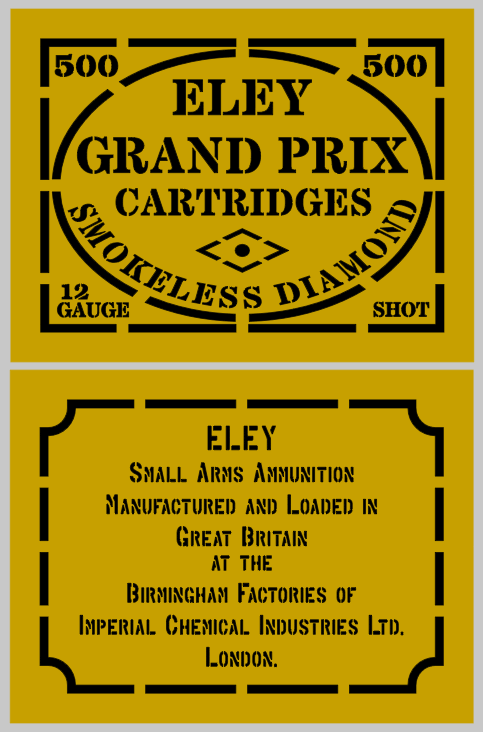 Eley Grand Prix Cartridges stencil set for re-enactors prop