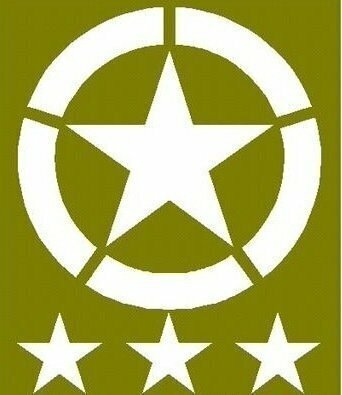 WWII MILITARY VEHICLE INVASION STAR STENCIL SET US ARMY WILLYS JEEP MB GPW 