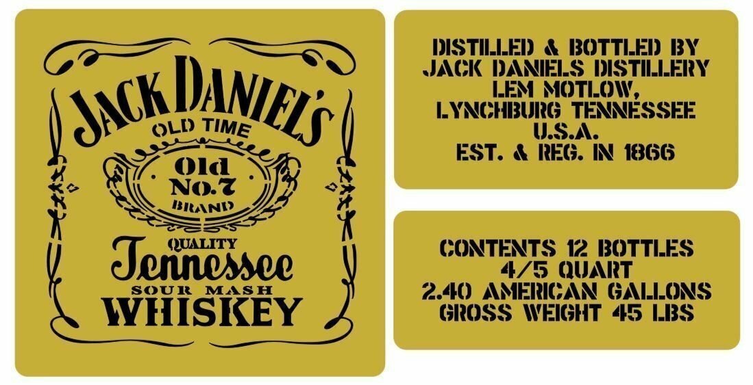 Jack Daniels whisky crate stencil set to suit re-enactors ww2 army Jeep prop