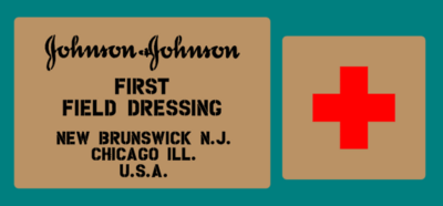 Johnson and Johnson field dressings box stencil set.