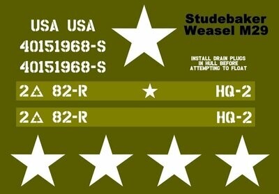 Studebaker Weasel M29 stencil set for re-enactors ww2 army prop