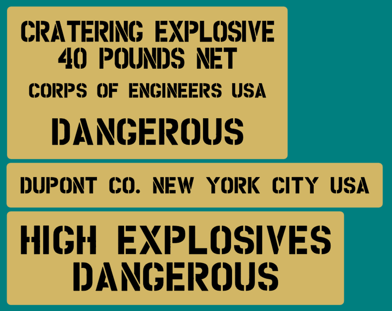 40 Pound cratering explosive TNT crate stencil set to suit re-enactors ww2 army J eep prop