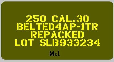 Ammo can stencil 30 Cal or 50 Cal stencil set to suit re-enactors ww2 army Jeep prop