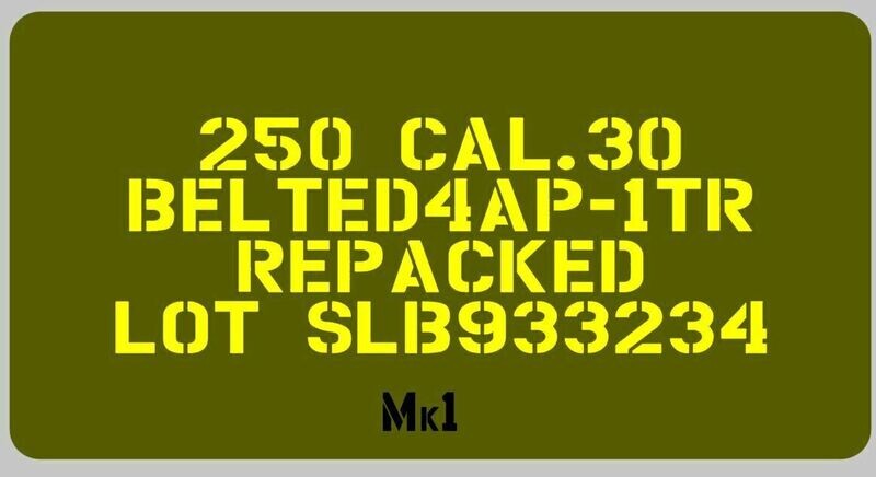 Ammo can stencil 30 Cal or 50 Cal stencil set to suit re-enactors ww2 army J eep prop