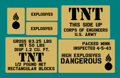 TNT crate stencil set for re-enactors ww2 army navy prop