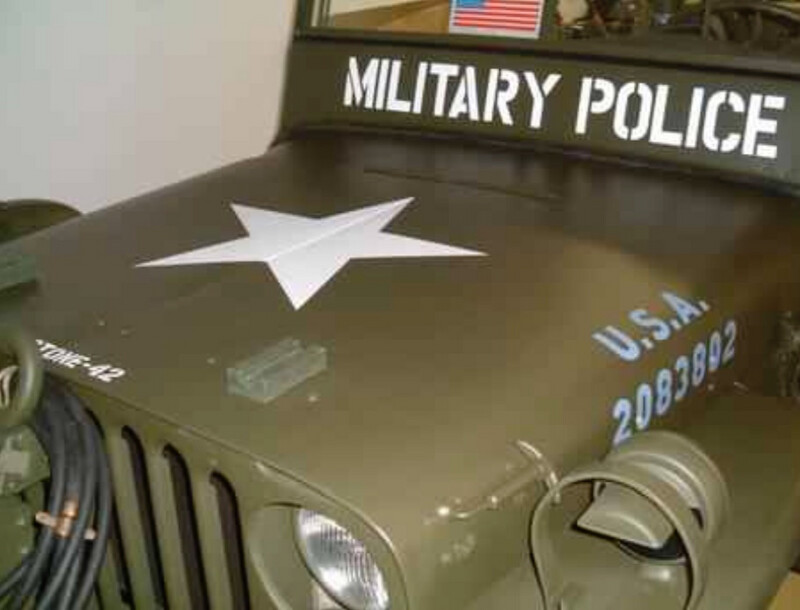 Windscreen stencil set To Suit Jeeps, Willys Hotchkiss Ford Like Military Police, Chaplain, RED CROSS