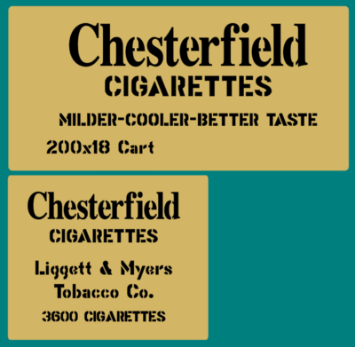 Chesterfield Cigarette crate stencil set