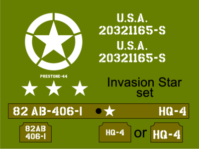 Invasion Star stencil set  to suit ww2 army J eep W illys Ford Hotchkiss