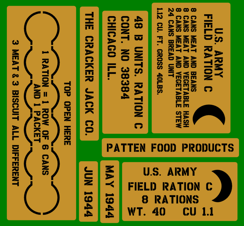 C Ration crate stencils inc plans to build stencil set to suit re-enactors ww2 army J eep prop