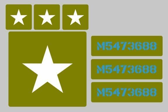 1/6th 1:6 Scale British stencil set to suit Dragon RocHobby size model J eep
