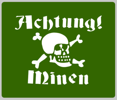German Achtung Minen sign stencil stencil set for re-enactors ww2 army prop