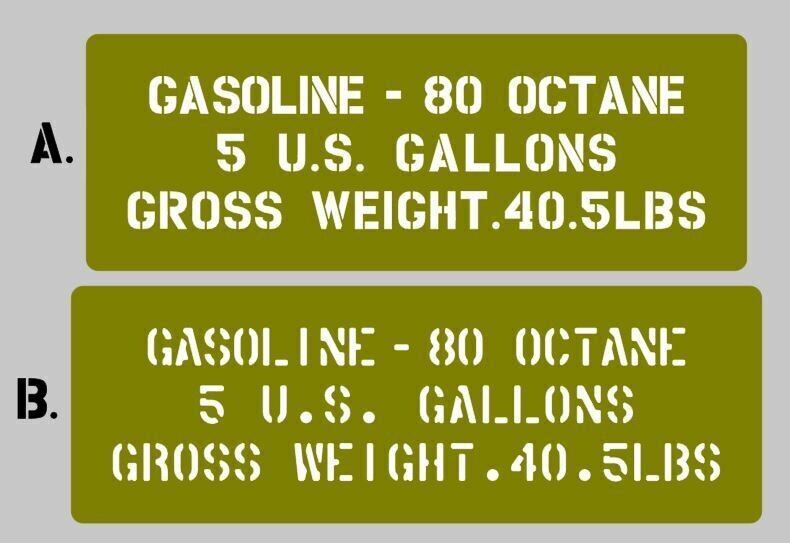 Jerry Can Gasoline 80 stencil Mk2