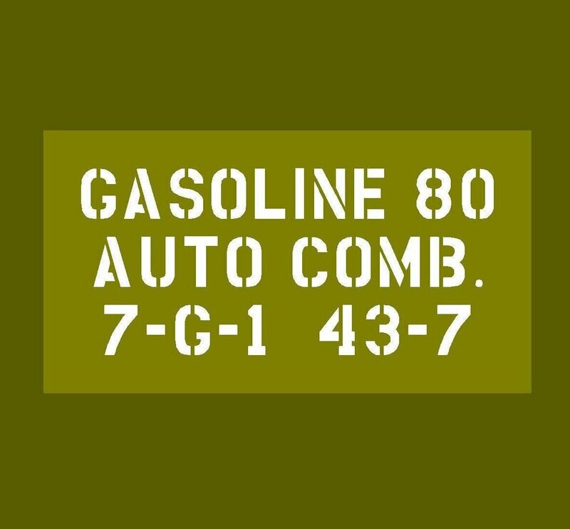 Jerry Can Gasoline 80 stencil J eep D odge GMC ww2 prop military vehicle