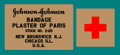 Johnson and Johnson plaster of Paris box stencil set.