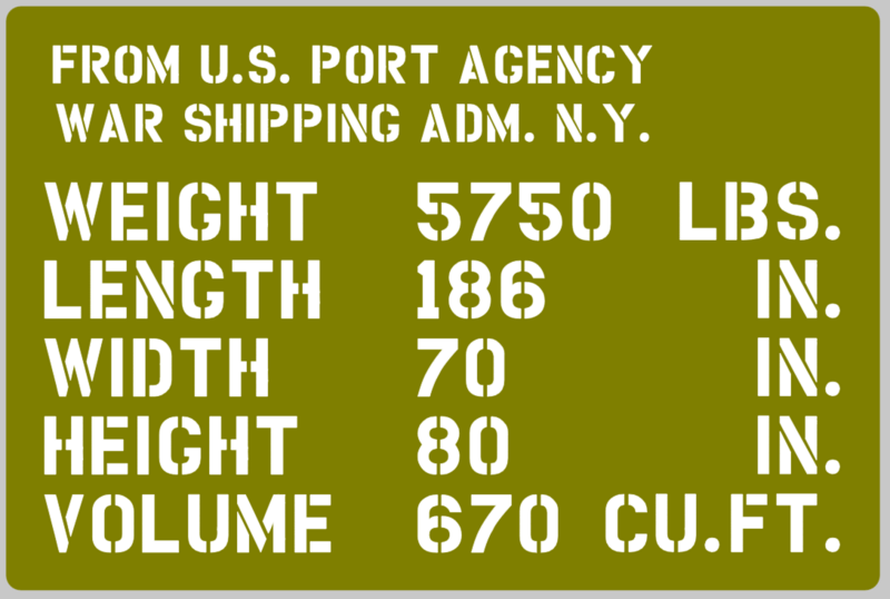 To suit Dodge 53 Carry All shipping detail stencil (full) ww2 wartime military vehicle