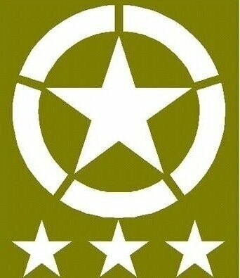 Invasion star set 20&quot; Dia and three 6&quot; tub stars to suit ww2 J eep w illys Ford stencil set for re-enactors ww2 army J eep prop