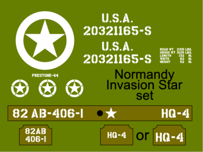 Normandy Invasion Star stencil set  to suit ww2 army J eep Willys Ford Hotchkiss