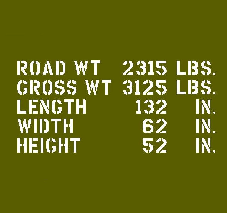 J eep shipping detail stencil stencil set for re-enactors ww2 army J eep military vehicle