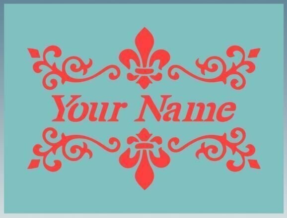 Name and fleur de lis Shabby Chic furniture stencil