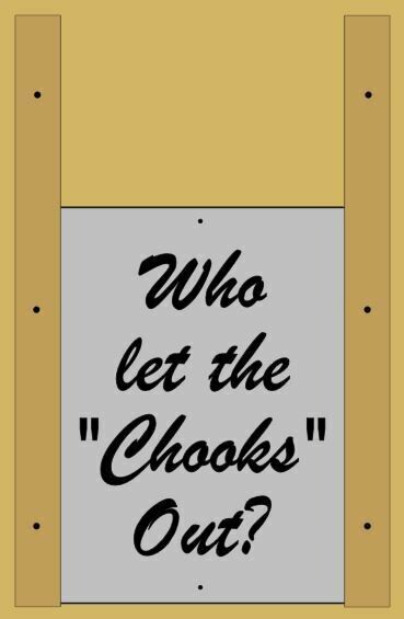 Chicken Coop Pop door slogan, Chicken Guard sized