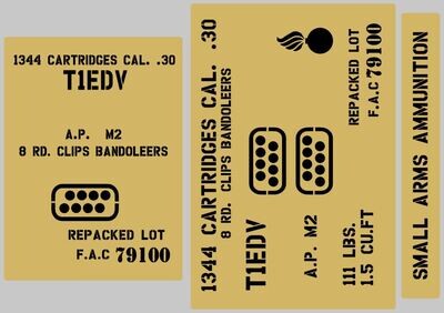 8 round Bandoleer box stencil set to suit re-enactors ww2 army J eep prop