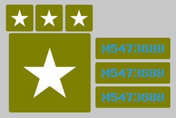 1/12th 1:12 Scale British  stencil set to suit Dragon RocHobby size model J eep