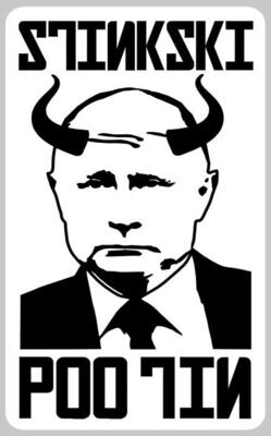 PooTin Putin #pootin dog poo mess fouling bin sticker Stand with Ukraine Red Cross charity