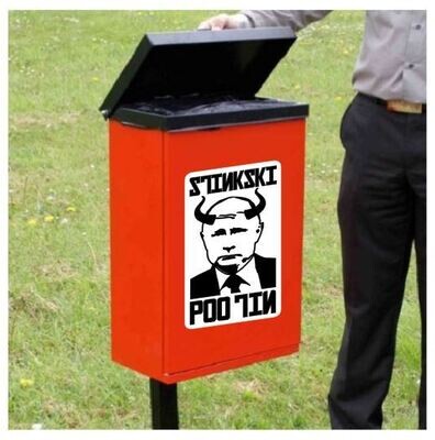 PooTin Putin #pootin dog poo mess fouling bin sticker Stand with Ukraine Red Cross charity