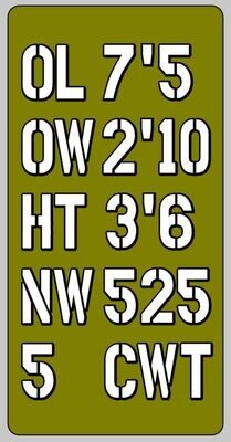 Shipping detail stencil set to Harley Davidson WLA WLC ww2 army military vehicle