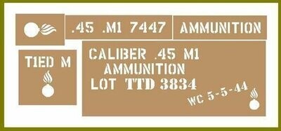 45 Cal ammo box stencil set to suit re-enactors ww2 army J eep prop
