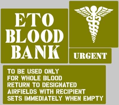 ETO Blood Bank Mermite Or Marmite container stencil set to suit re-enactors ww2 army medical prop