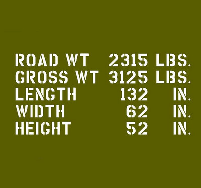 J eep shipping detail stencil stencil set for re-enactors ww2 army J eep military vehicle