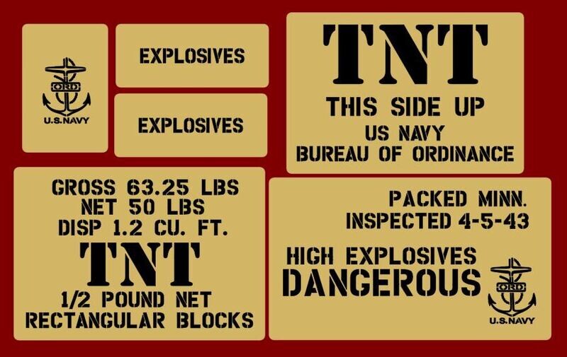 TNT crate stencil set for re-enactors ww2 army navy prop