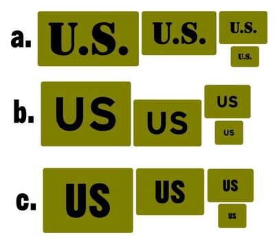 U.S. US stencil set for Kit and props e-enactors ww2 army