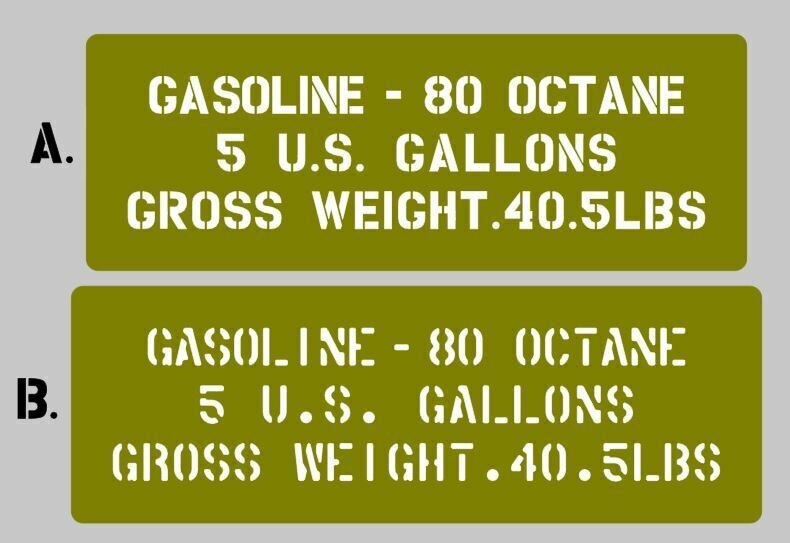 Jerry Can Gasoline 80 stencil Mk2